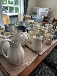 Huge Table Lot Of Vintage And Modern Pitchers, Creamers, Ceramics And More! (DR)