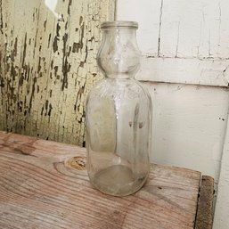 Vintage Woodland Cream-Top Glass Milk Bottle (RL)