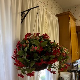 Metal Hanging Basket With Faux Florals (kM4 - Up Kitchen)