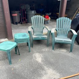 Three Plastic Tables And Two Chairs (KM5 - Garage)