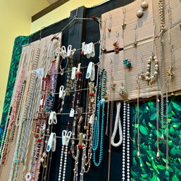Wow! Huge Wall Of Costume Jewelry, Many Vintage Pieces (MB)