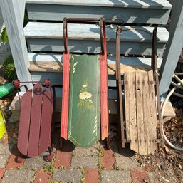 Trio Of Decorative Wooden Sleds
