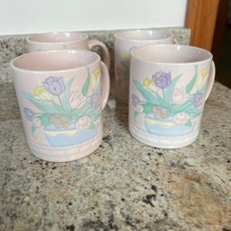 Set Of Four Vintage Otagiri Pink Mugs (kitchen)