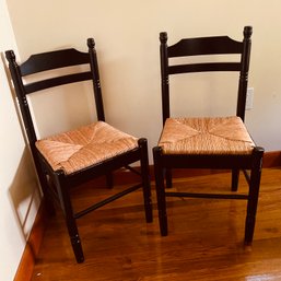 Pair Of Wooden Chairs With Removable Rusk Seats (Bedroom 1st Fl)