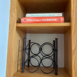 Vintage Cookbooks And Bottle Rack (Kitchen)