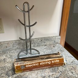 Mug Holder And Vintage Electric Slicing Knife (kitchen)