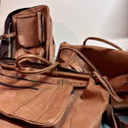 3 Piece Vintage Leather Luggage Set