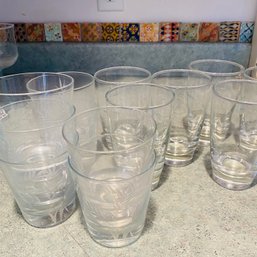 Mixed Lot Of Drinking Glasses With Etched Wheat Design (kitchen)