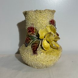 Vintage Sandy Vase With Flowers (RL)