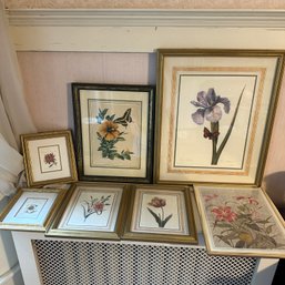 Lot Of Vintage Framed Floral Art (Up DR)