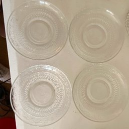 Set Of 4 Raised Design Glass Plates