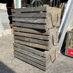 Trio Of Decorative Wooden Crates, Contents Included