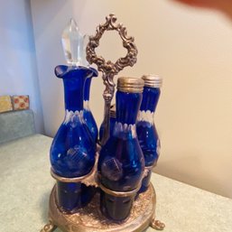 Beautiful Vintage Cobalt Blue Cruet Set (kitchen)