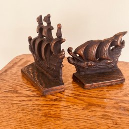 Small Metal Tall Ship Book Ends (porch)