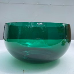Vintage Hortensia Poland Beautiful Green Glass Bowl (TD LOC 4)