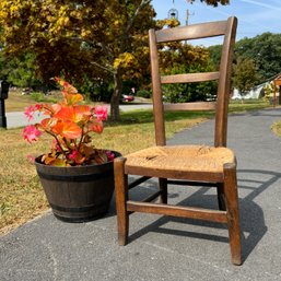 Antique Wooden Ladder Back Chair With Rush Seat, Low Seat, 12' (DC)