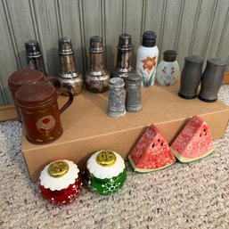 Lot Of Assorted Salt And Pepper Shakers & Small Milk Bottle (DR)