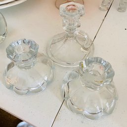 Set Of 3 Glass Candle Holders