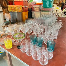 Super Huge Glassware Lot: Stemware, Tumblers, Etc. (Garage)