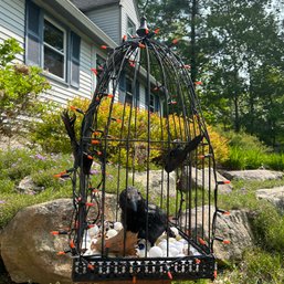 Black Metal Decorative Bird Cage, Styled For Halloween