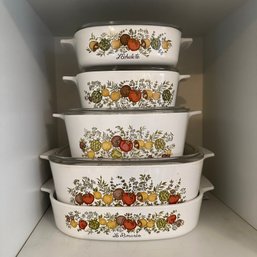 Five Corningware Spice Of Life Casserole Dishes  (Kitchen)