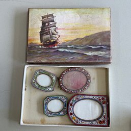 Lot Of Four Small Mosaic Frames Made In Italy