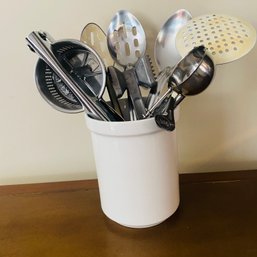 Kitchen Gadget Holder With Hand Sifter, Metal & Enamel Spoons And More (Kitchen)