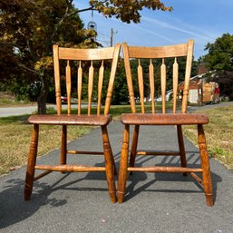 Pair Of Vintage Wooden Chairs (IS)