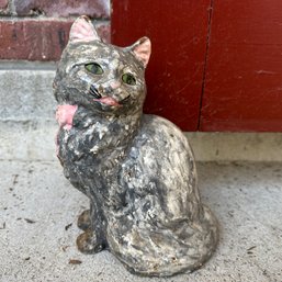 Adorable Vintage Cast Iron Kitty Cat Door Stop (LR)