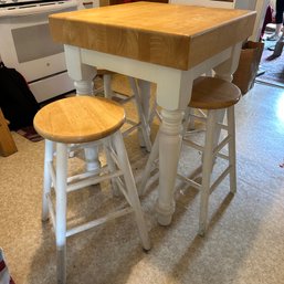 Nice Butcher Block Kitchen Table/Island With Four Stools  (Kitchen)