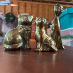 Trio Of Metal Cat Figures (Garage)