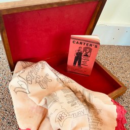 Wood Case With 1933 World's Fair Memorabelia & Carter's Clothing Notebook (porch)