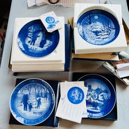 Royal Copenhagen Blue Collector Plates: Assorted Years With Boxes (Barn)
