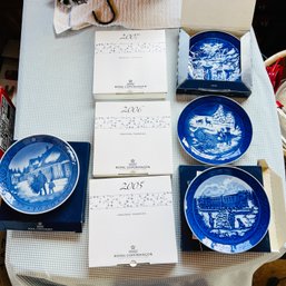 Royal Copenhagen Blue Collector Plates: Assorted Years With Boxes And Certificates (Barn)