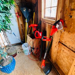 Rakes, Pitchforks, Weed Whacker, Blower/Vac And Other Lawn Tools (Barn)