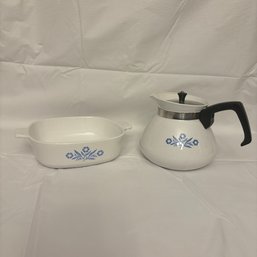 Corning Ware Blue Cornflower Teapot And Dish (BM)