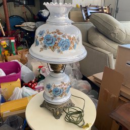 Vintage Gone With The Wind Style Hurricane Double Globe Lamp With Blue Flowers (MB) MB2