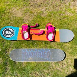 Burton Snowboard And Thrasher Skateboard (Shed)