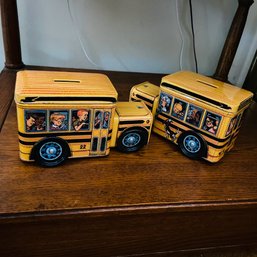 Set Of Two School Bus Coin Banks