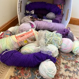 Box Lot Of Assorted Colored Yarn (Upstairs BR)