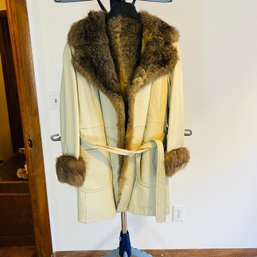 Off-white Leather Jacket With Fur Lining And Cuffs (Bedroom Closet)