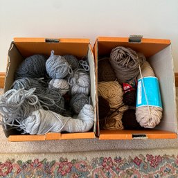 Two Boxes Of Gray/Brown Toned Yarn (Upstairs BR)