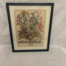 Vintage Robert Furber Framed 'september' Month Of Flowers (BM)