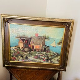 Framed Puzzle Of House By The Sea
