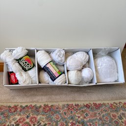 Large Box Lot Of White Yarn (Upstairs BR)