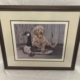 Signed Nick Korolev Puppy And Goose Art Piece (BM)