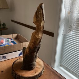 Chewed Beaver Wood On Wood Mount (LR)