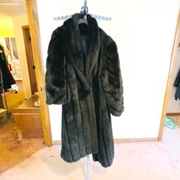 Heavy Faux Fur Long Black Coat (Bedroom Closet)
