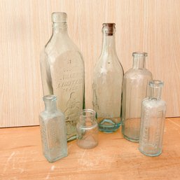 Vintage Embossed Glass Bottle Lot (NK)