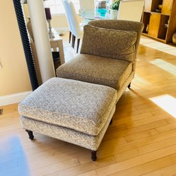 Upholstered Armless Chair With Ottoman (Living Room)